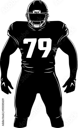 American Football Player with Number 79 Silhouette