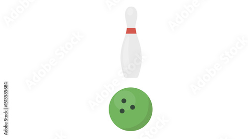 Bowling Pin And Green Ball