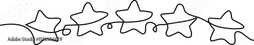 single line continuous stars illustration style vector Five stars drawn in one line art  