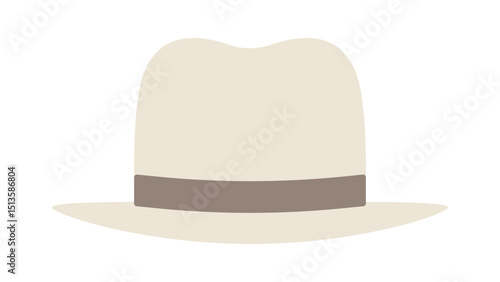 Stylish White Fedora Beach Hat Icon