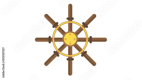 Wooden Ship Steering Wheel Icon