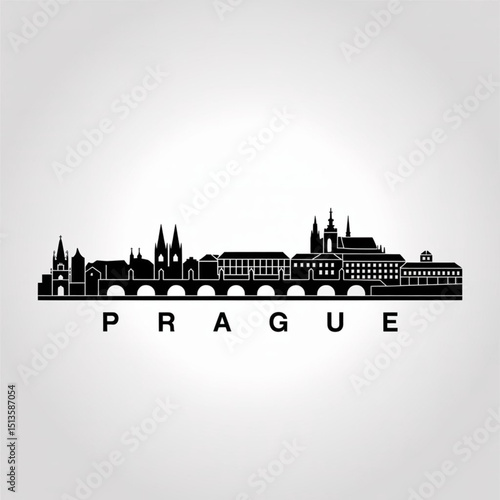 Prague Skyline Silhouette — Historic European Capital Vector Illustration with Iconic Landmarks