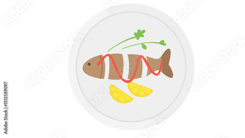 Cooked Fish on Plate Icon