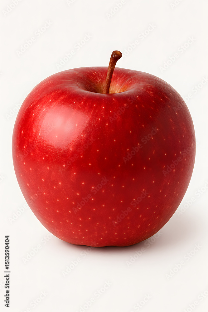 Red Apple with Shiny Skin, Isolated on White Background Red Apple with Shiny Skin, Isolated on White Background