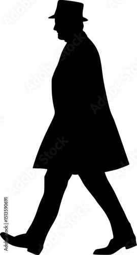 Old Man Walking Silhouette Vector