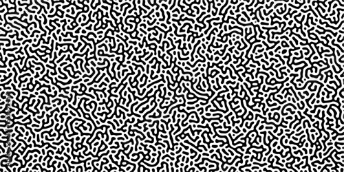 Organic seamless patterns with rounded lines Diffusion reaction background. Monochrome background of natural organic forms motion. Overlay template abstract Turing organic wallpaper background.