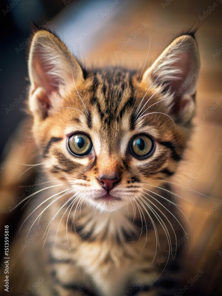 Fototapeta premium Small brown eyes gaze deeply into camera lens