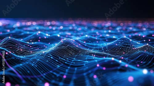 A high-tech circuit board design with glowing blue and purple lines that form a seamless