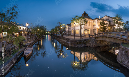 Bikan Historical Quarter at night, Kurashiki, Okayama Prefecture, Japan