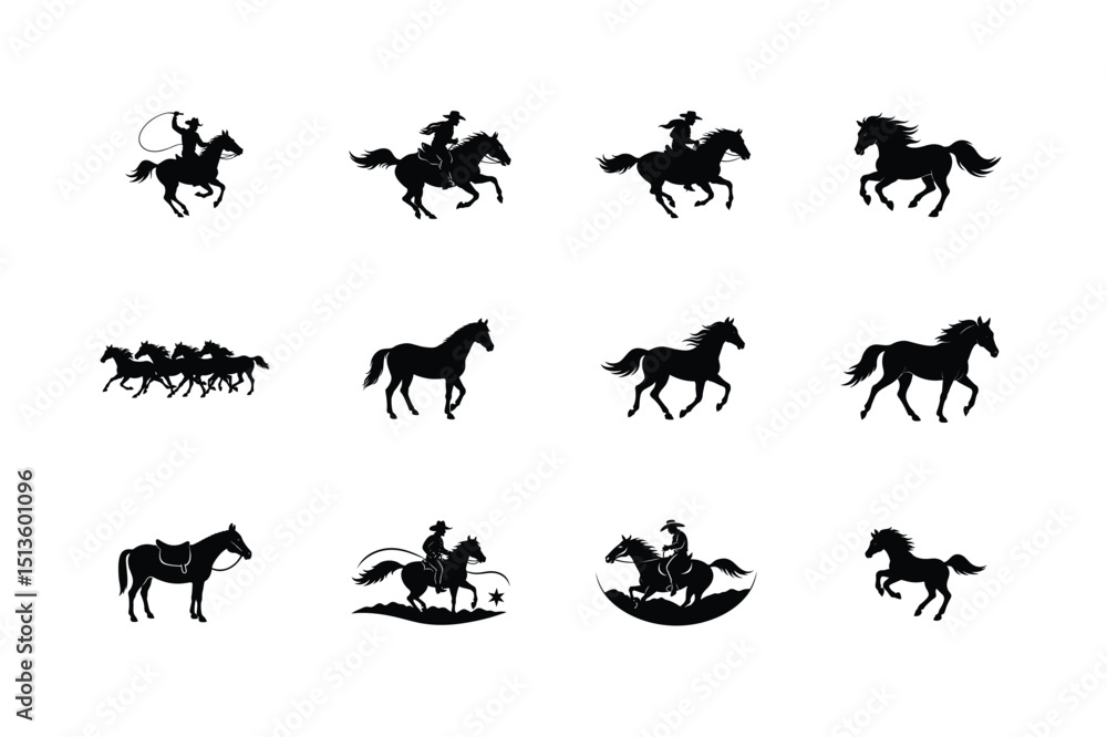 Fototapeta premium horse silhouettes set