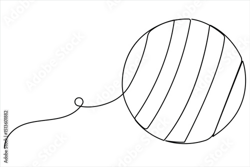One continuous line art drawing of fitness ball fitness equipment vector illustration