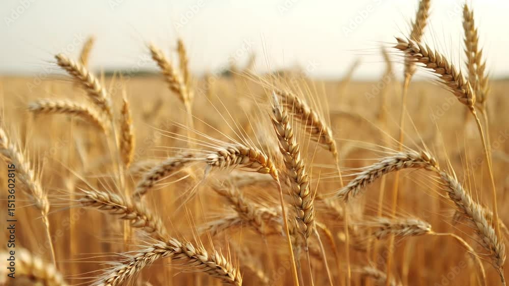 Ripe ears of wheat in the wind in the field - a symbol of harvest, farming, home comfort and baking, close-up, 4K Ripe ears of wheat in the wind in the field - a symbol of harvest, farming, home comfort and baking, close-up, 4K