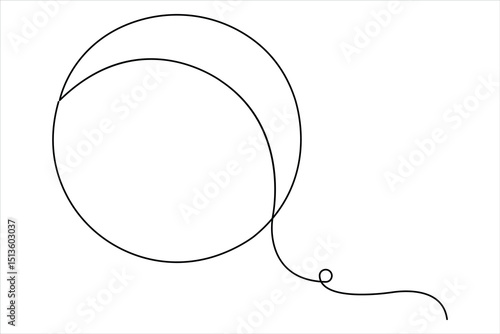 One continuous line art drawing of fitness ball fitness equipment vector illustration