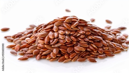 close up of flax seeds isolated on white background