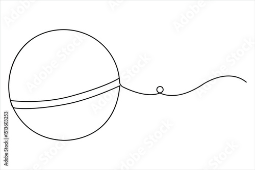One continuous line art drawing of fitness ball fitness equipment vector illustration