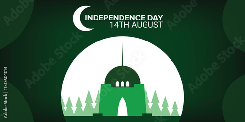 Mazar-e-Quaid landscape, pakistan  independance day, social media banner, flyer template