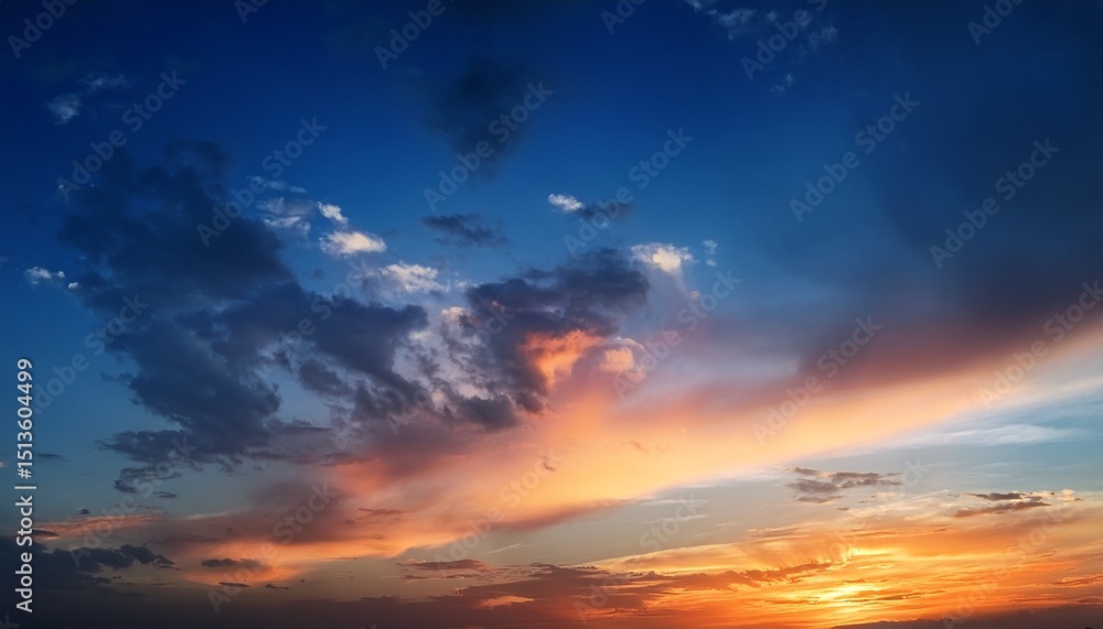 Obraz premium the dramatic colors of the sunset in the sky gradient from blue to orange