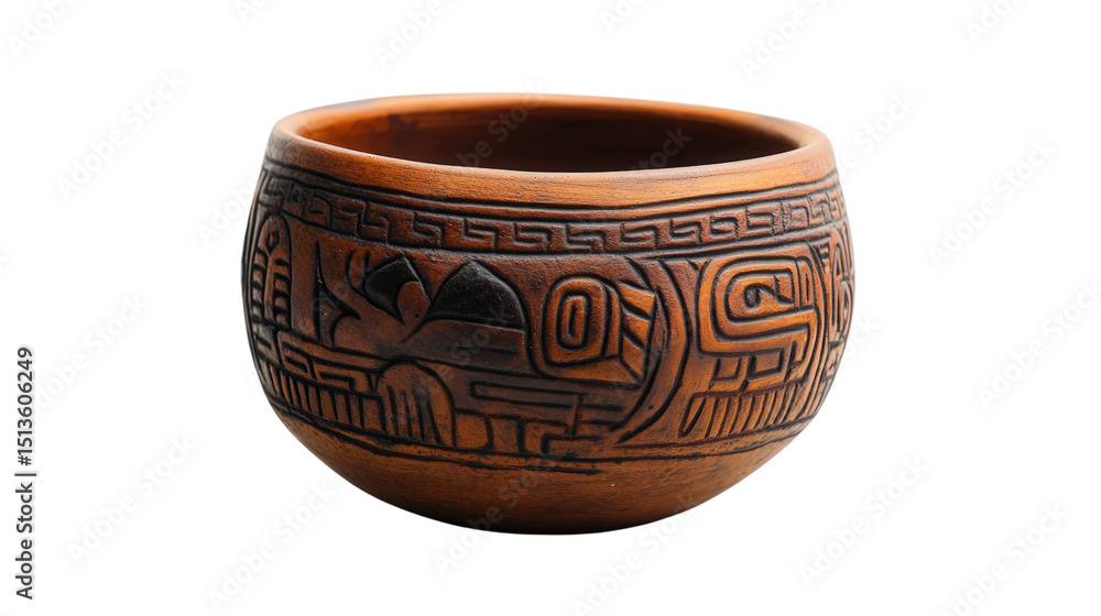 Aztec ceremonial pottery cup, Transparent background, PNG file Aztec ceremonial pottery cup, Transparent background, PNG file