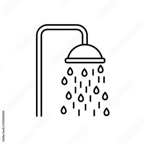 Decontamination shower icon in minimal line design  