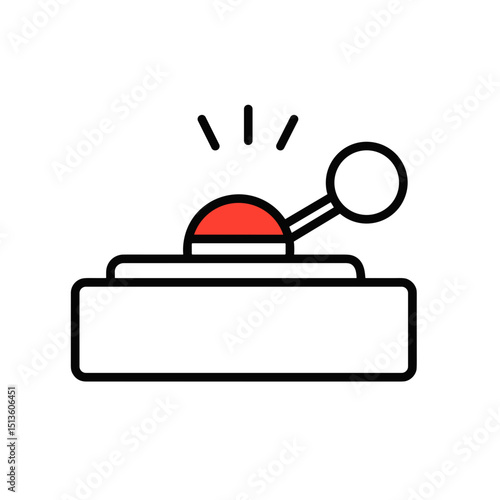 Emergency shutdown button icon in flat design with red lever  