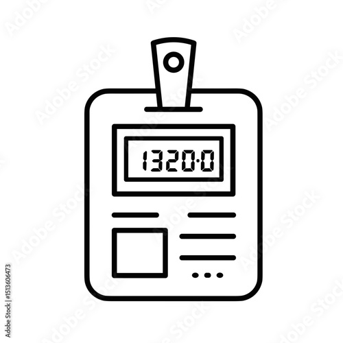 Dosimeter badge icon with display and information layout  