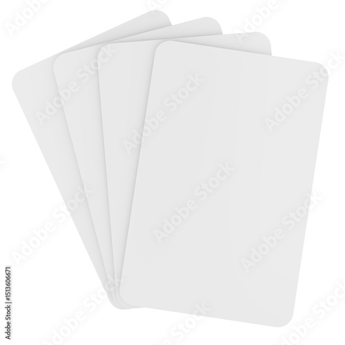 Blank Playing Cards Fan Stack, Mockup. 3D rendering isolated on transparent background