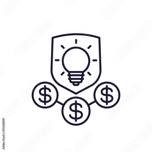 patent cost line icon, business and money concept