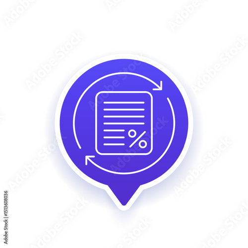 refinance icon, lower interest rate line vector