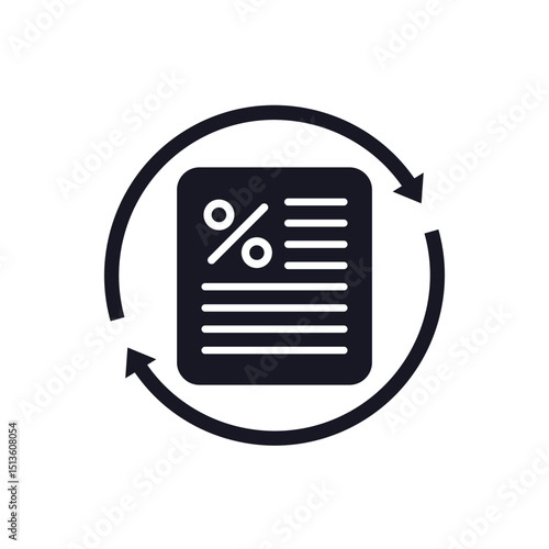 refinance icon, reduce interest rate pictogram on white