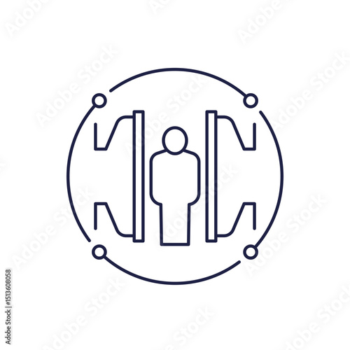 social pressure line icon with press machine