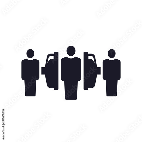 social pressure icon with people and press machine