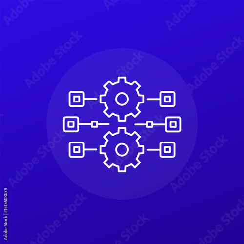 streamline process icon, parallel production line vector design