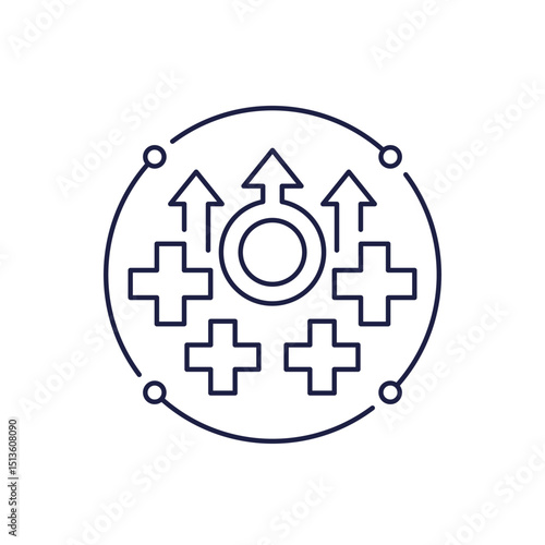 testosterone therapy line icon, male hormone booster