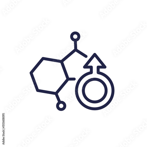 testosterone therapy icon, TRT line pictogram on white