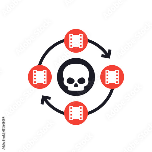 video piracy vector icon, illegal video content