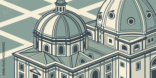 Intricate architecture showcases dome structures in a modern cityscape design
