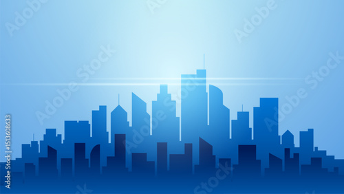 Silhouette buldings skyline background illustration, 