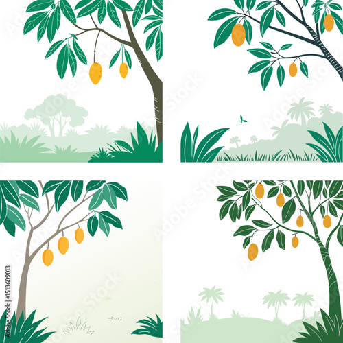 vector illustration of a set of trees