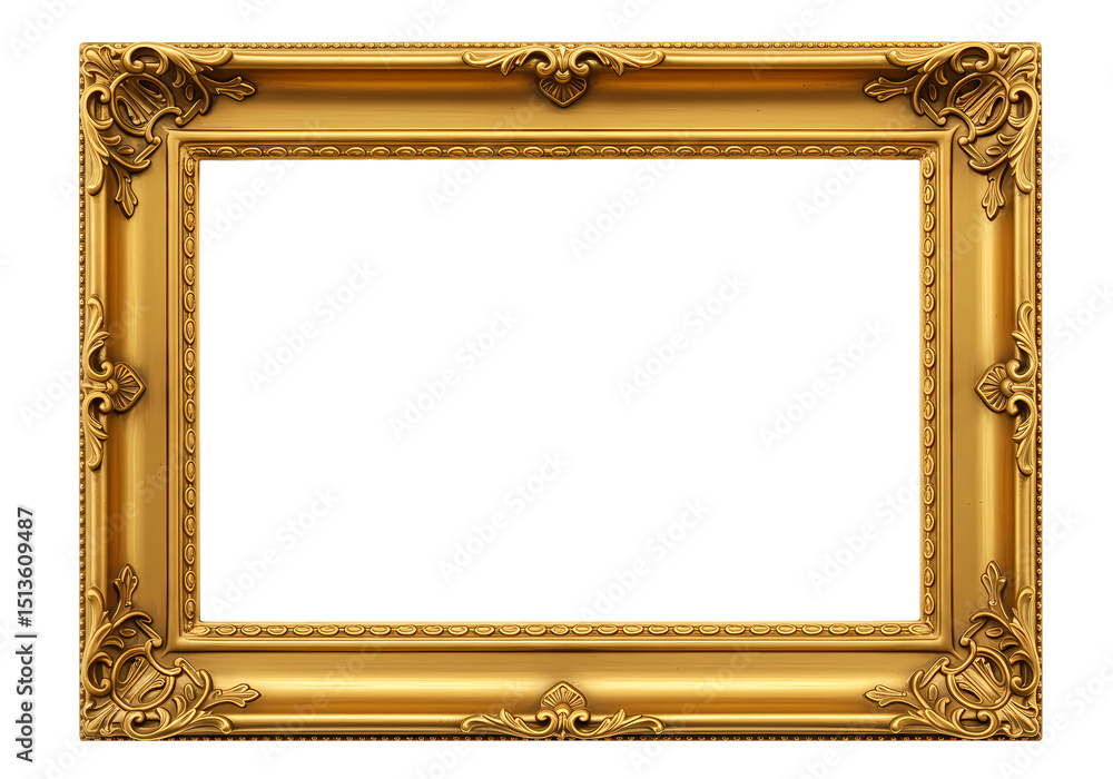 Ornate Gold Picture Frame A Classic Design isolated on transparent baackground Ornate Gold Picture Frame A Classic Design isolated on transparent baackground