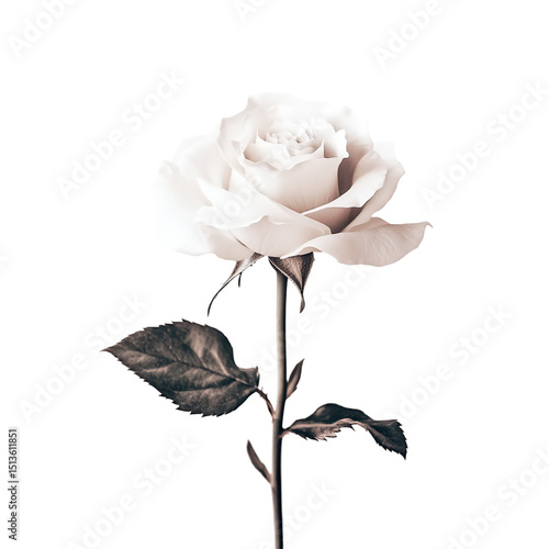 Abstract white rose image isolated on transparent background