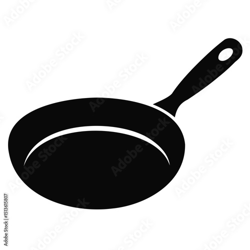 Simple Black Frying Pan Icon Perfect for Culinary Designs and Kitchen Illustrations