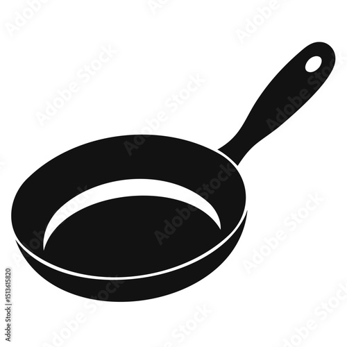 Simple Black Frying Pan Icon Perfect for Culinary Designs and Kitchenware Illustrations