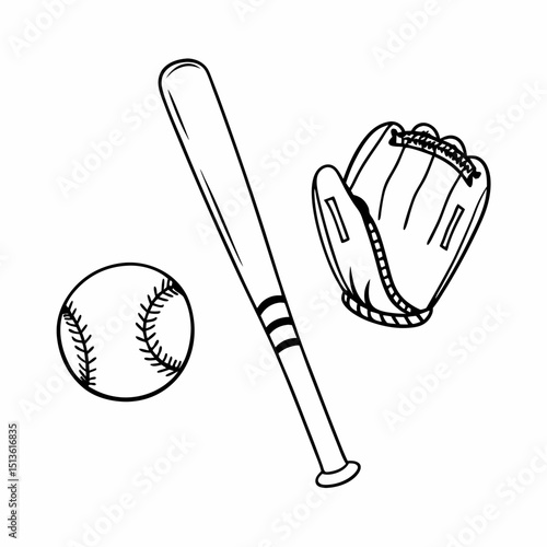 Baseball bat glove ball clipart transparent background