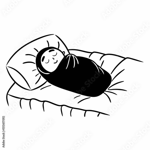 Sleeping newborn baby, clean cutout, vector illustration