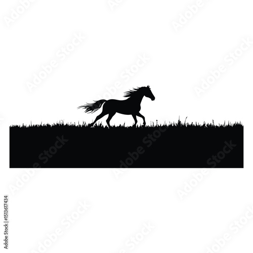 Horse galloping across a field silhouette