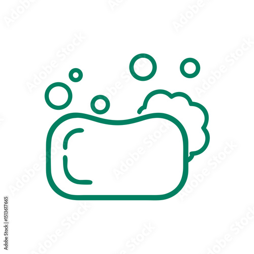 Soap bar icon with bubbles representing cleanliness and hygiene, minimalist design