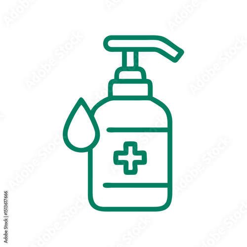 Pump bottle icon representing hygiene and health, minimalist design
