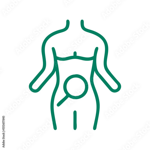 Human body icon with a focus on the abdomen representing health and wellness, minimalist design
