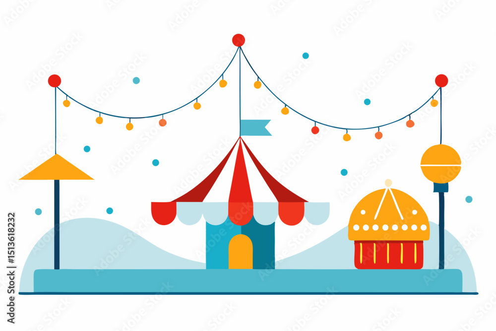 winter carnival scene with rides string lights winter carnival scene with rides string lights