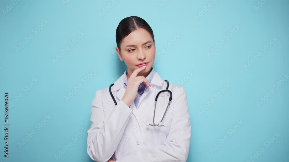 Smiling happy doctor with stethoscope, pointing with finger on blue background. Patient visit. Health care reform Smiling happy doctor with stethoscope, pointing with finger on blue background. Patient visit. Health care reform